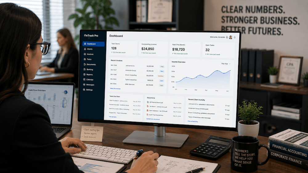 Software Development Accounting and financial service software client portal and invoice dashboard