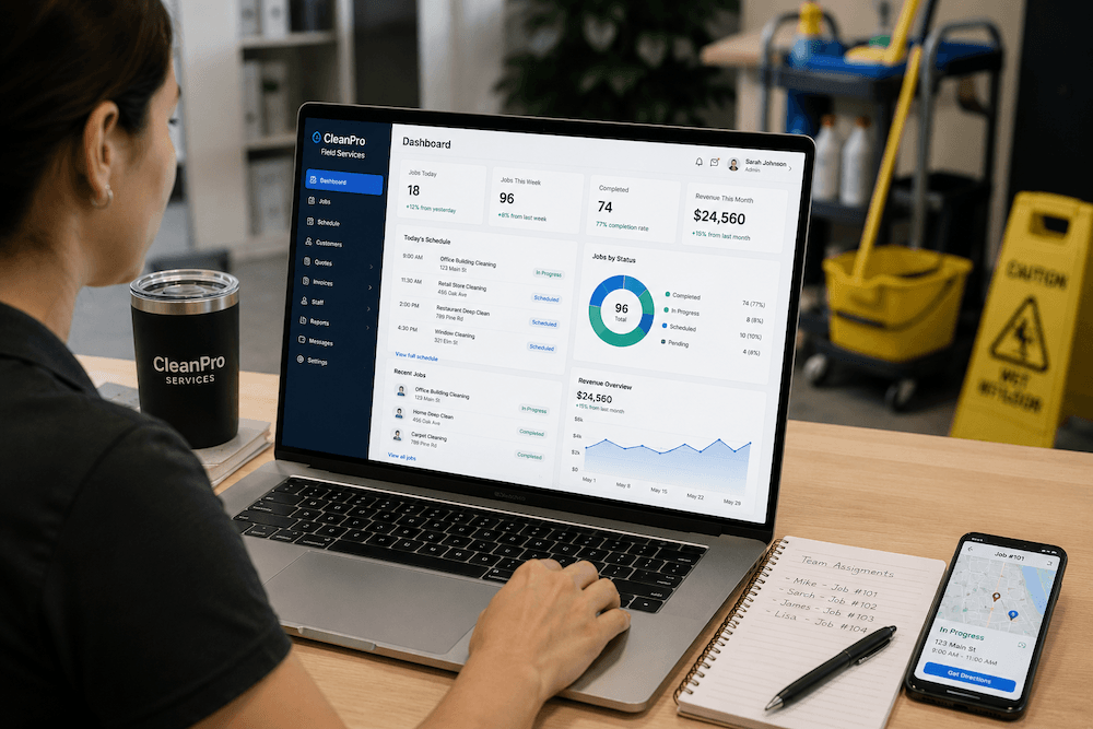 Software Development Cleaning and field service software scheduling and dispatch dashboard