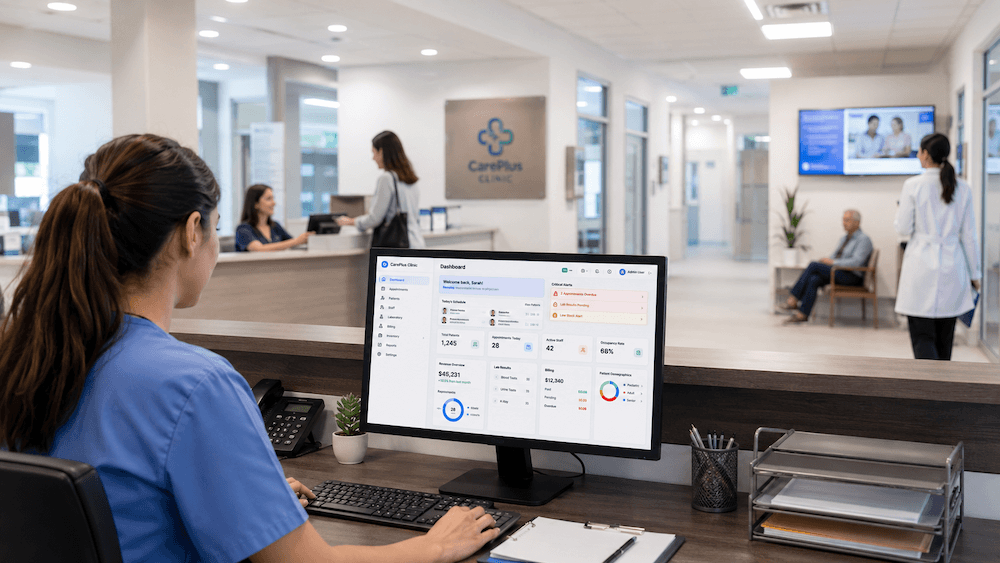 Software Development Clinic and healthcare software dashboard and patient workflow interface