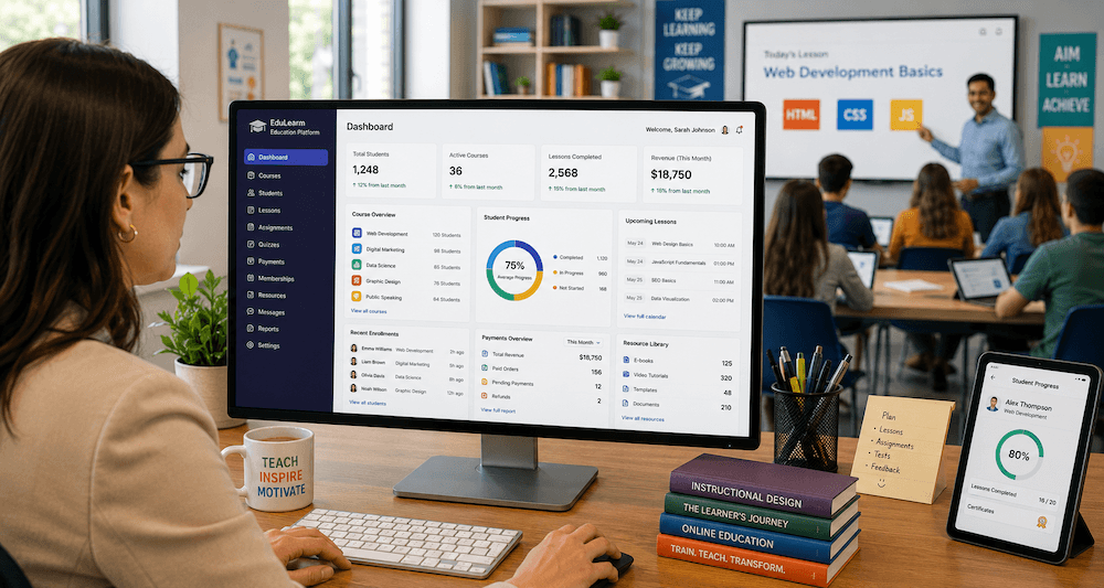 Software Development Education and training software course and student portal dashboard