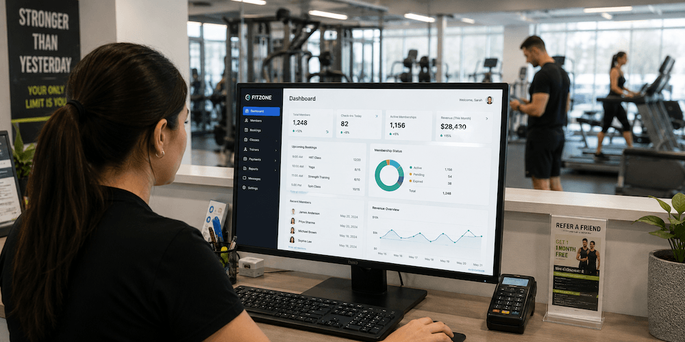 Software Development Fitness gym membership software dashboard and booking management interface