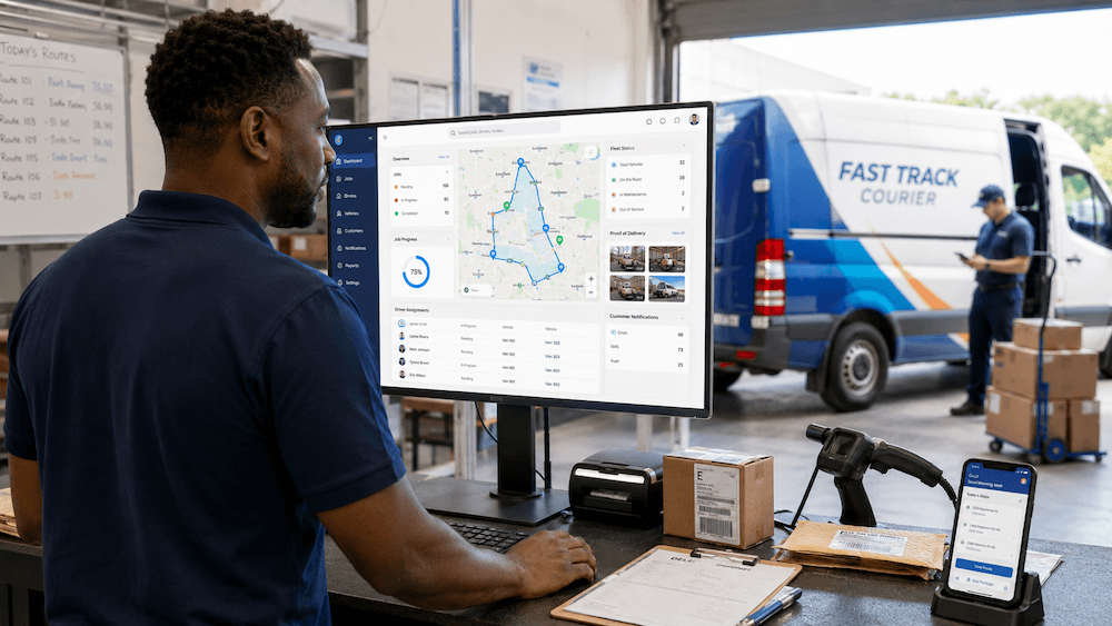 Logistics CRM dashboard with customer, dispatch, and delivery activity