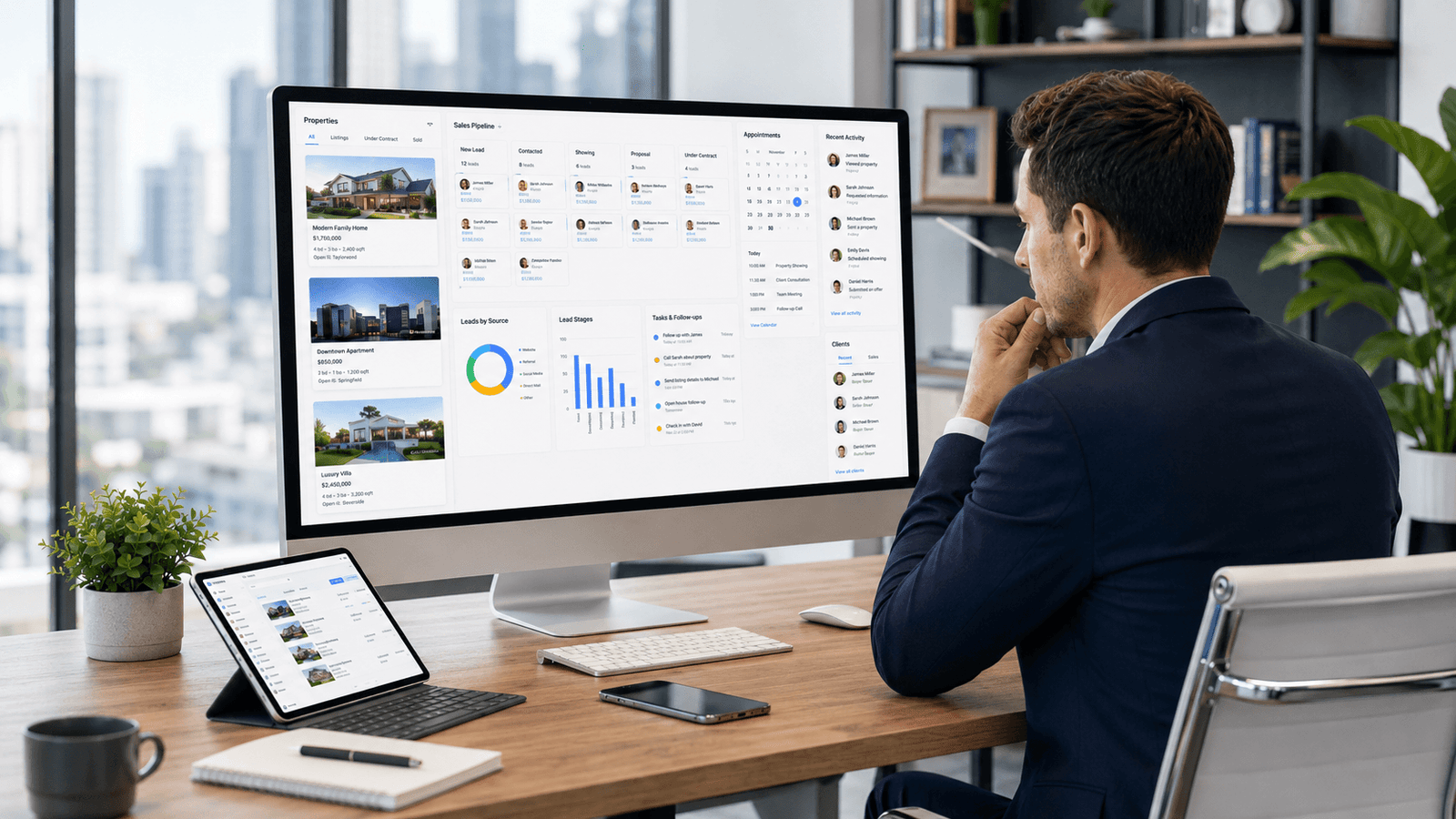 Software Development Real estate CRM dashboard and realtor pipeline software interface
