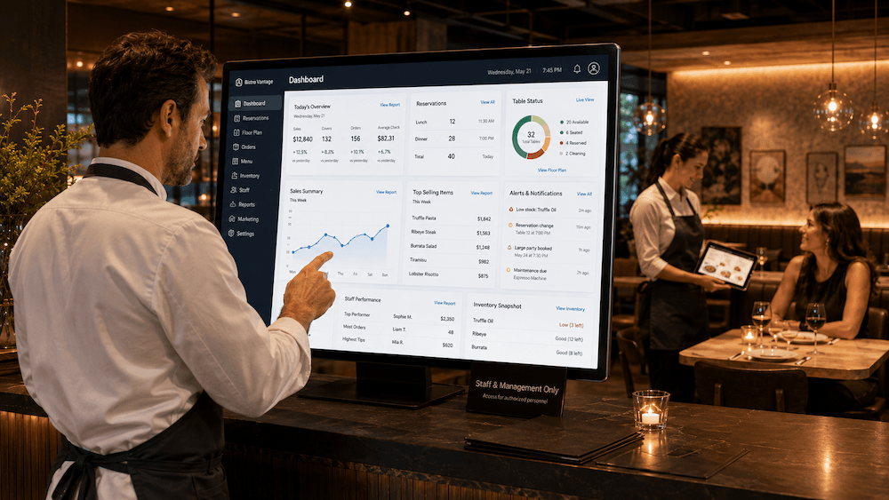 Software Development Restaurant management software dashboard and digital menu workflow