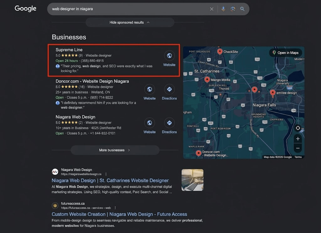 Local SEO and Google search visibility planning for Niagara businesses